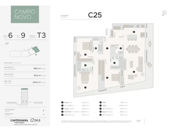 Apartamento T3 para Venda em Lumiar Planta 1