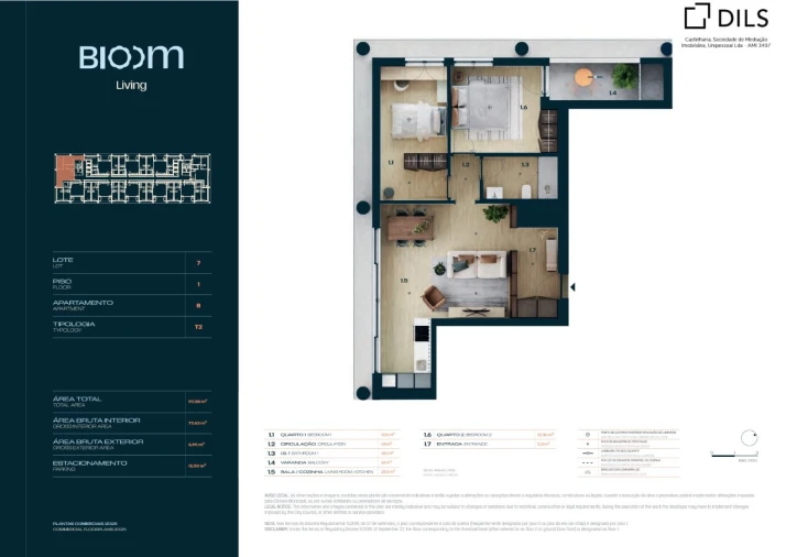 Apartamento T2 para Venda em Moreira Planta 1