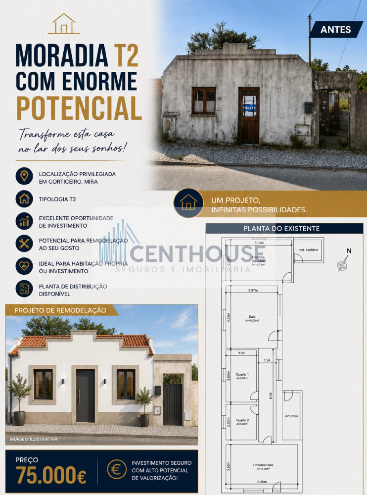 Moradia T2 para Venda em Carapelhos Foto 6
