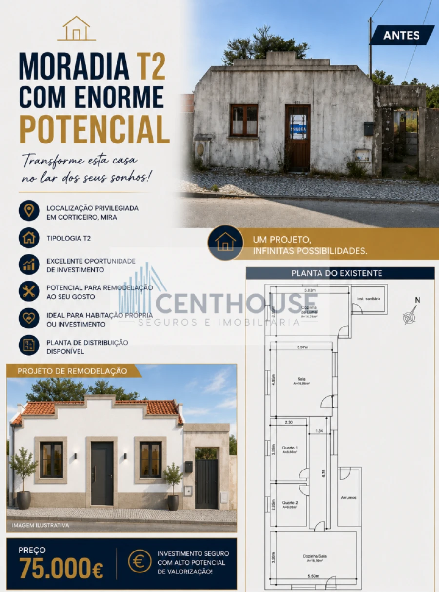 Moradia T2 para Venda em Carapelhos Foto 6