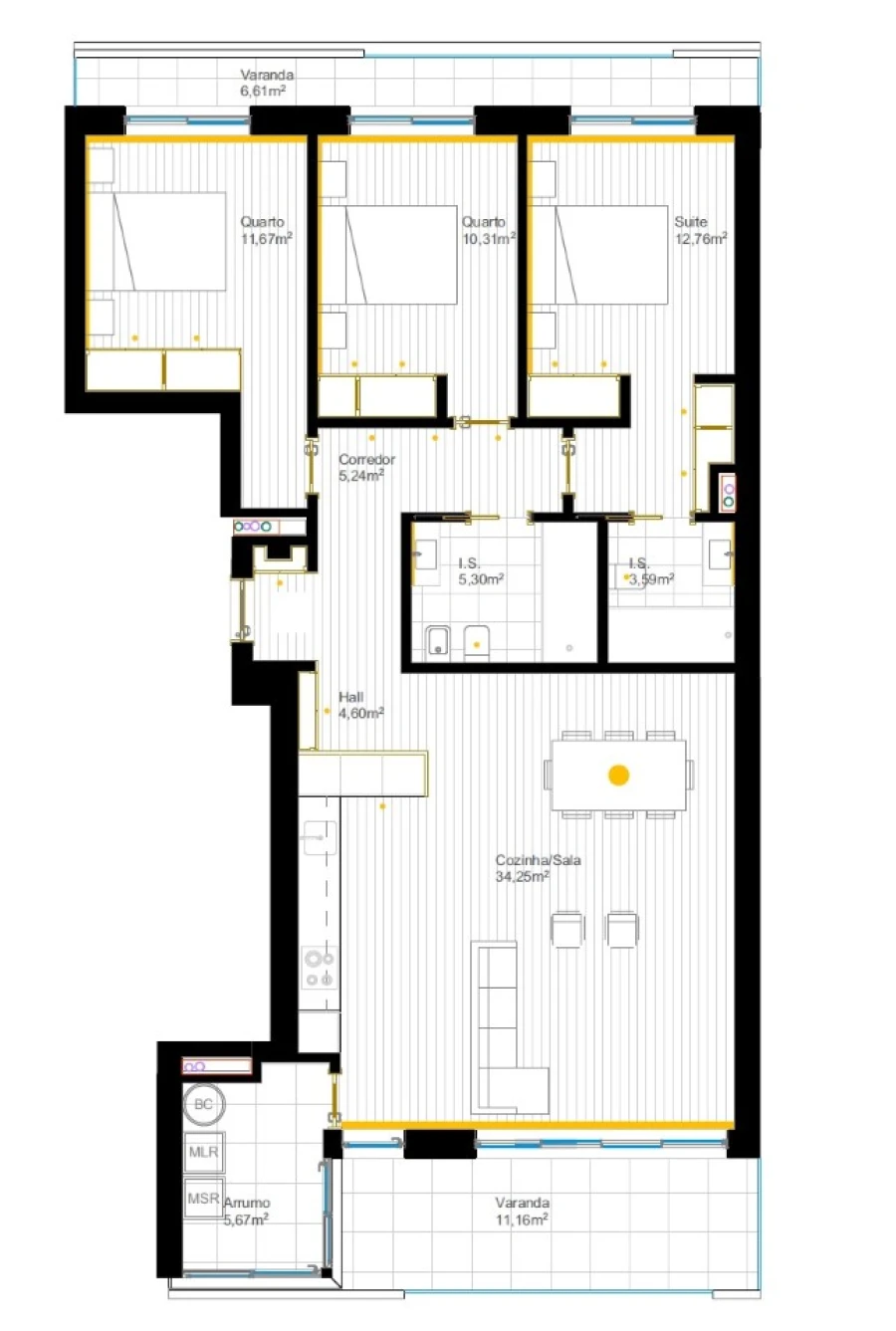 Apartamento T3 para Venda em Glória e Vera Cruz Planta 1