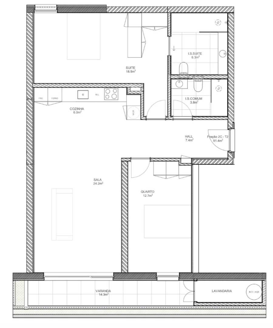 Apartamento T2 para Venda em São Bernardo Planta 1