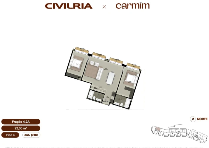 Apartamento T2 para Venda em Lordelo do Ouro e Massarelos Planta 1