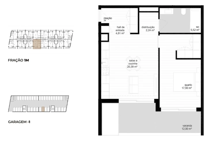 Apartamento T1 para Venda em Vila Nova de Cerveira e Lovelhe Planta 1