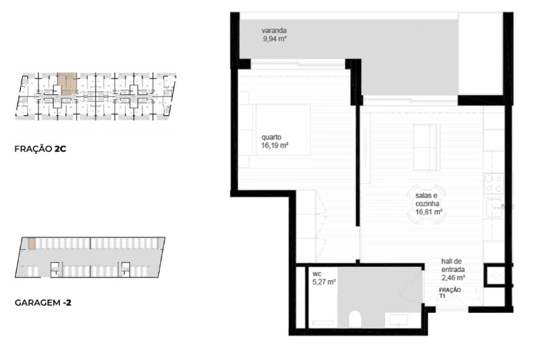 Apartamento T1 para Venda em Vila Nova de Cerveira e Lovelhe Planta 1