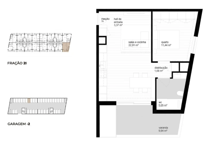 Apartamento T1 para Venda em Vila Nova de Cerveira e Lovelhe Planta 1