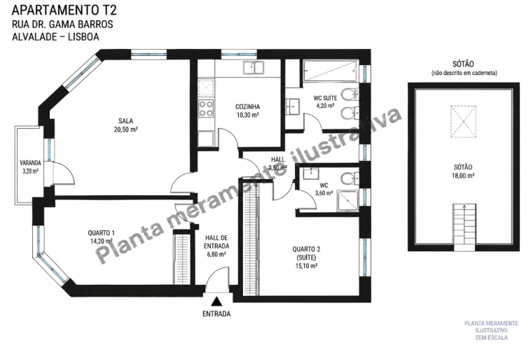 Apartamento T2 para Venda em Alvalade Planta 1