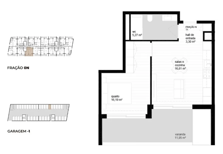 Apartamento T1 para Venda em Vila Nova de Cerveira e Lovelhe Planta 1