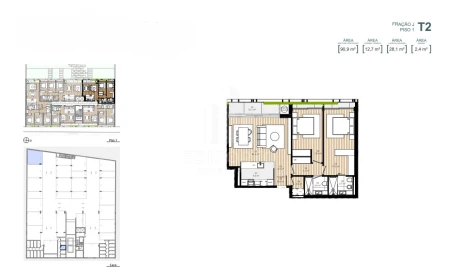 Apartamento T2 para Venda em Custoias