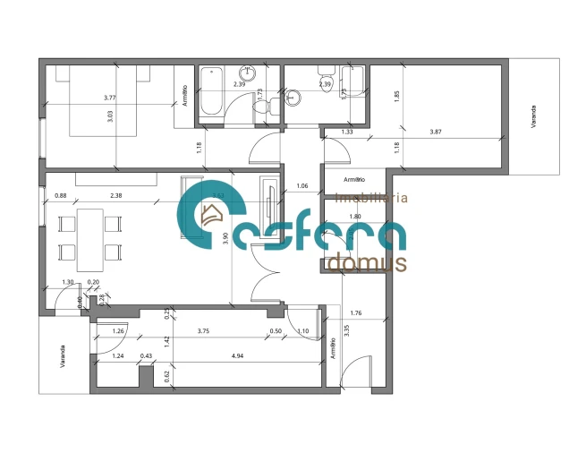 Apartamento T3 para Venda em Gulpilhares e Valadares Planta 1