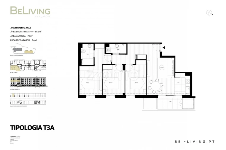 Apartamento T3 para Venda em Vila das Aves Foto 2