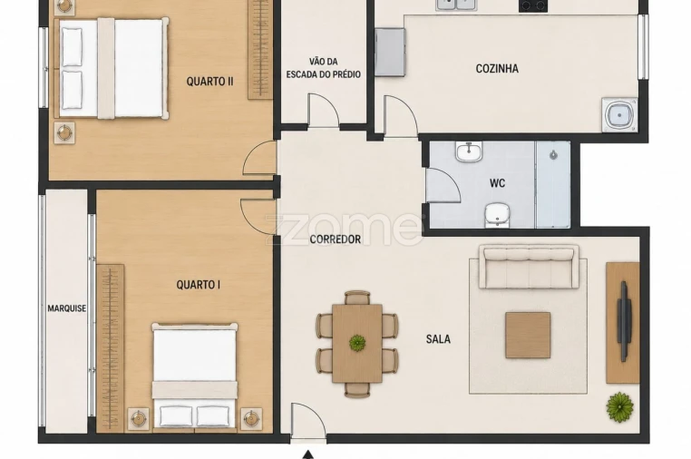 Apartamento T2 para Venda em Rio de Mouro Planta 1