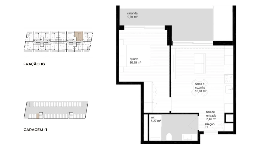 Apartamento T1 para Venda em Campos e Vila Meã Planta 1