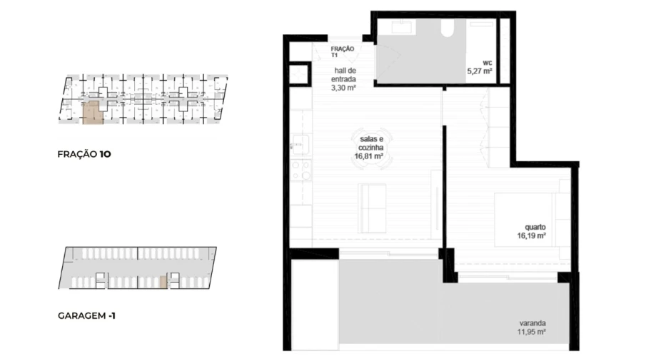 Apartamento T1 para Venda em Campos e Vila Meã Planta 1