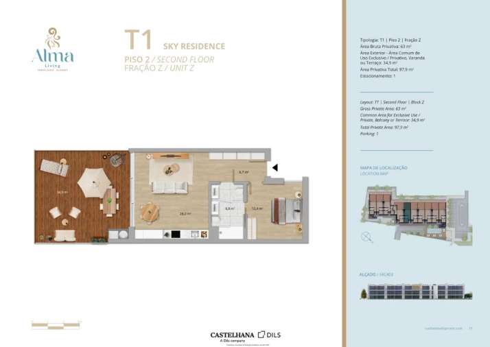 Apartamento T1 para Venda em Santa Luzia Planta 1