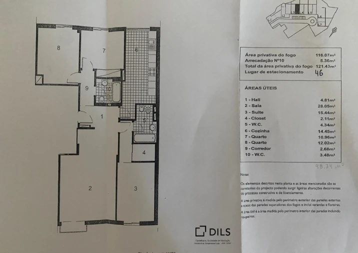 Apartamento T3 para Venda em Campolide Planta 1