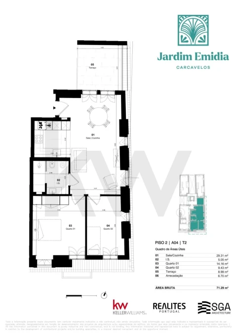 Apartamento T2 para Venda em Carcavelos e Parede