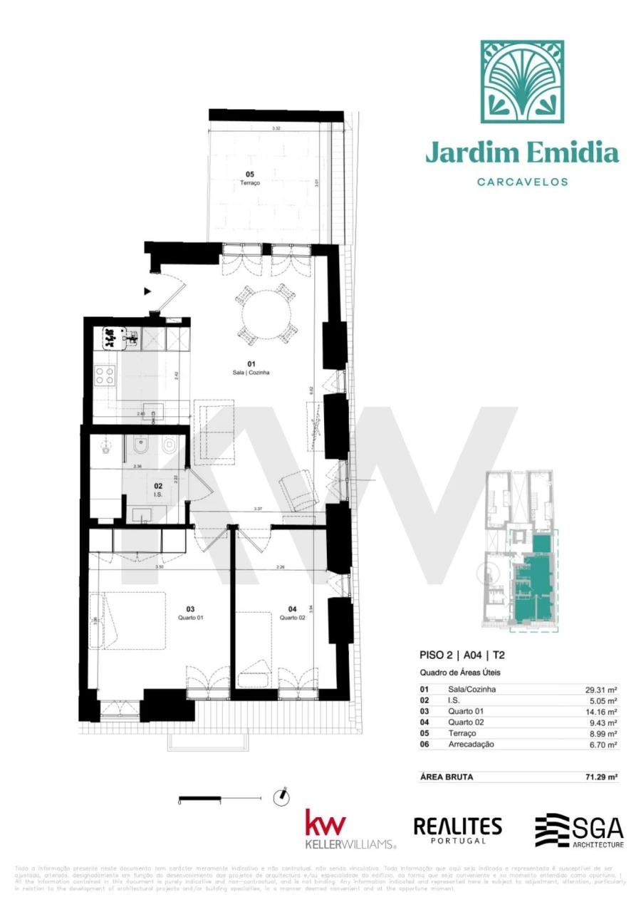 Apartamento T2 para Venda em Carcavelos e Parede Foto 16