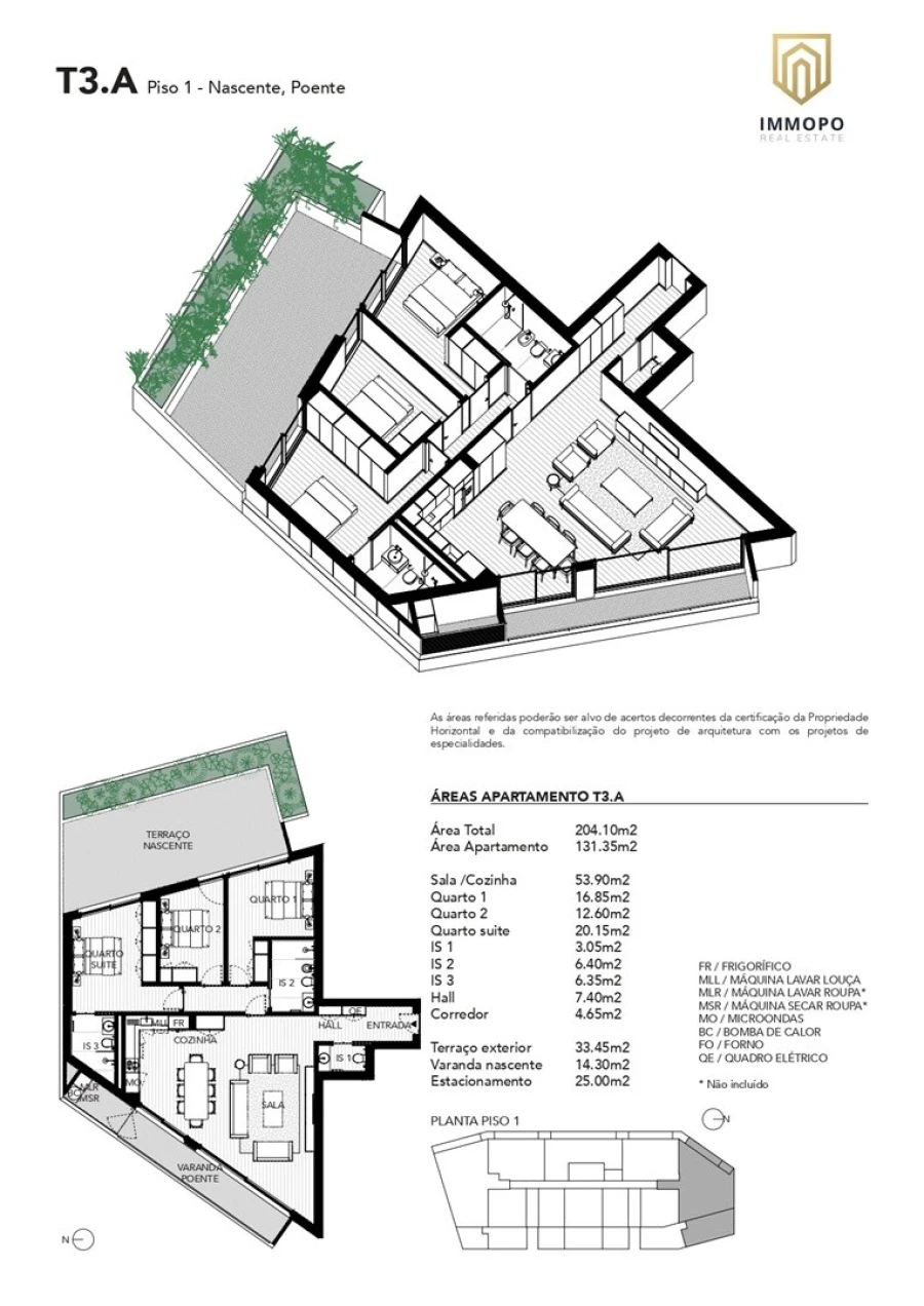 Apartamento T3 para Venda em Arcozelo Planta 1