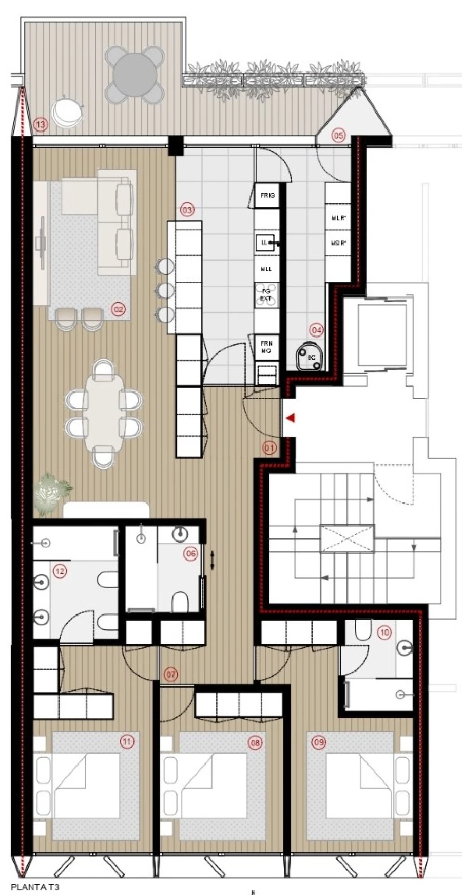 Apartamento T3 para Venda em Canidelo Planta 1