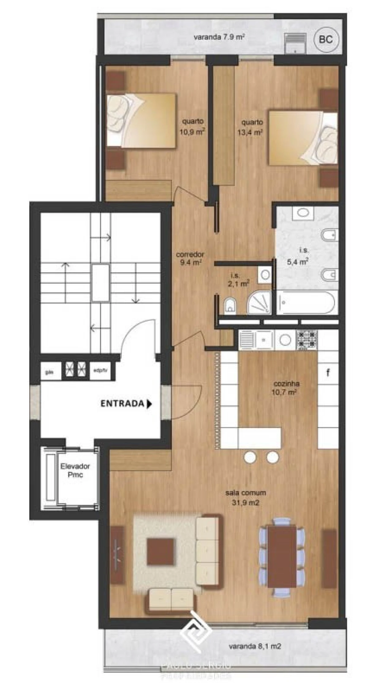 Apartamento T2 para Venda em Creixomil Foto 14