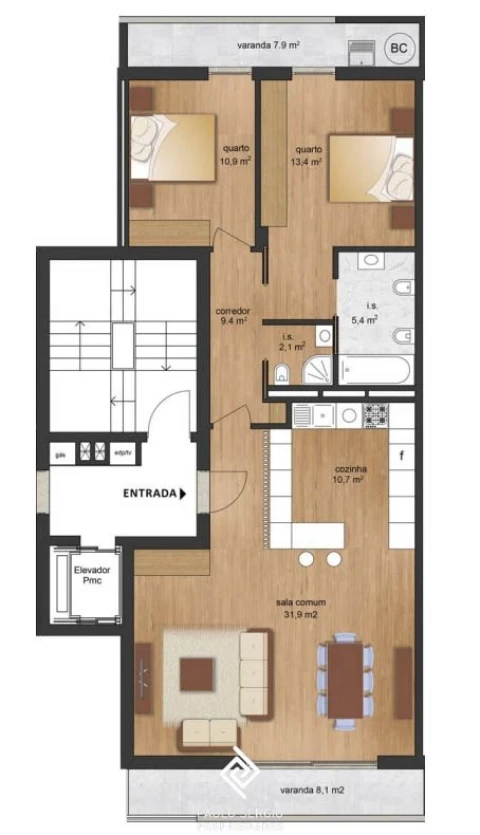 Apartamento T2 para Venda em Creixomil