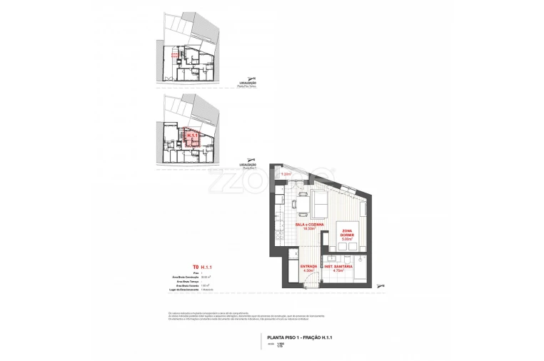 Apartamento T1 para Venda em Braga (Maximinos, Sé e Cividade) Planta 1