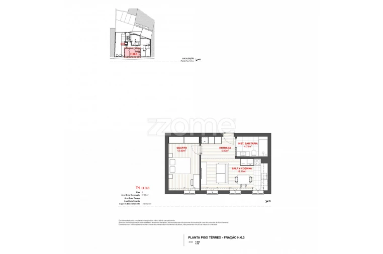 Apartamento T1 para Venda em Braga (Maximinos, Sé e Cividade) Planta 1