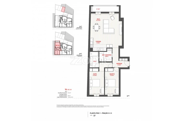 Apartamento T2 para Venda em Braga (Maximinos, Sé e Cividade) Planta 1