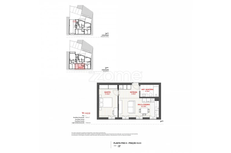 Apartamento T1 para Venda em Braga (Maximinos, Sé e Cividade) Planta 1