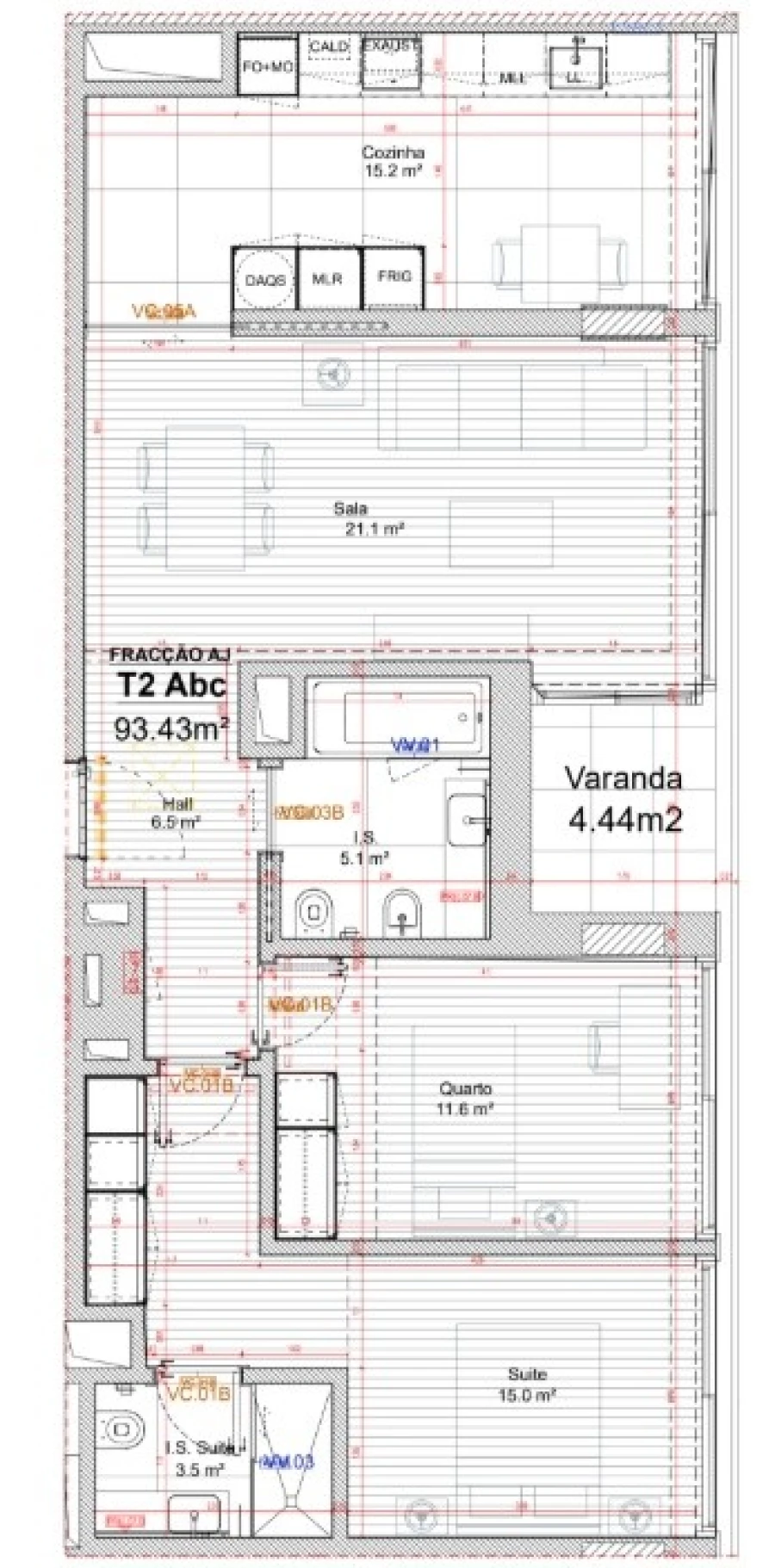 Apartamento T2 para Venda em São Mamede de Infesta e Senhora da Hora Planta 1