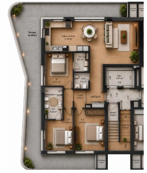 Apartamento T3 para Venda em Faro (Sé e São Pedro)