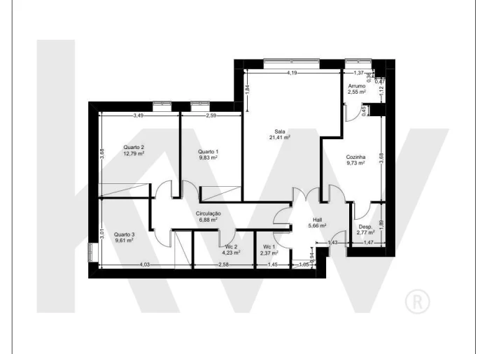 Apartamento T3 para Arrendamento em Aldoar, Foz do Douro e Nevogilde Planta 1