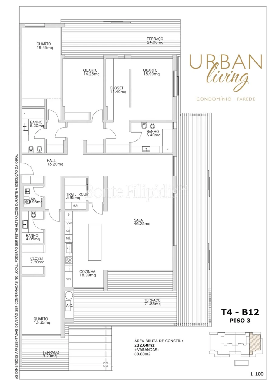 Apartamento T4 para Venda em Carcavelos e Parede Planta 1