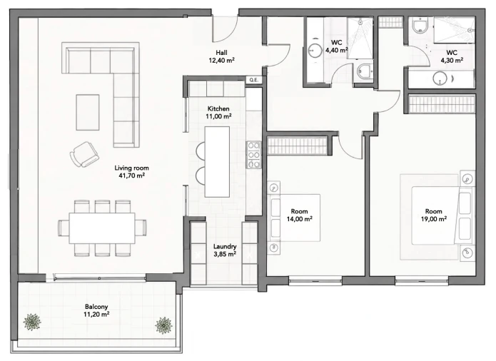 Apartamento T2 para Venda em Cascais e Estoril Planta 1