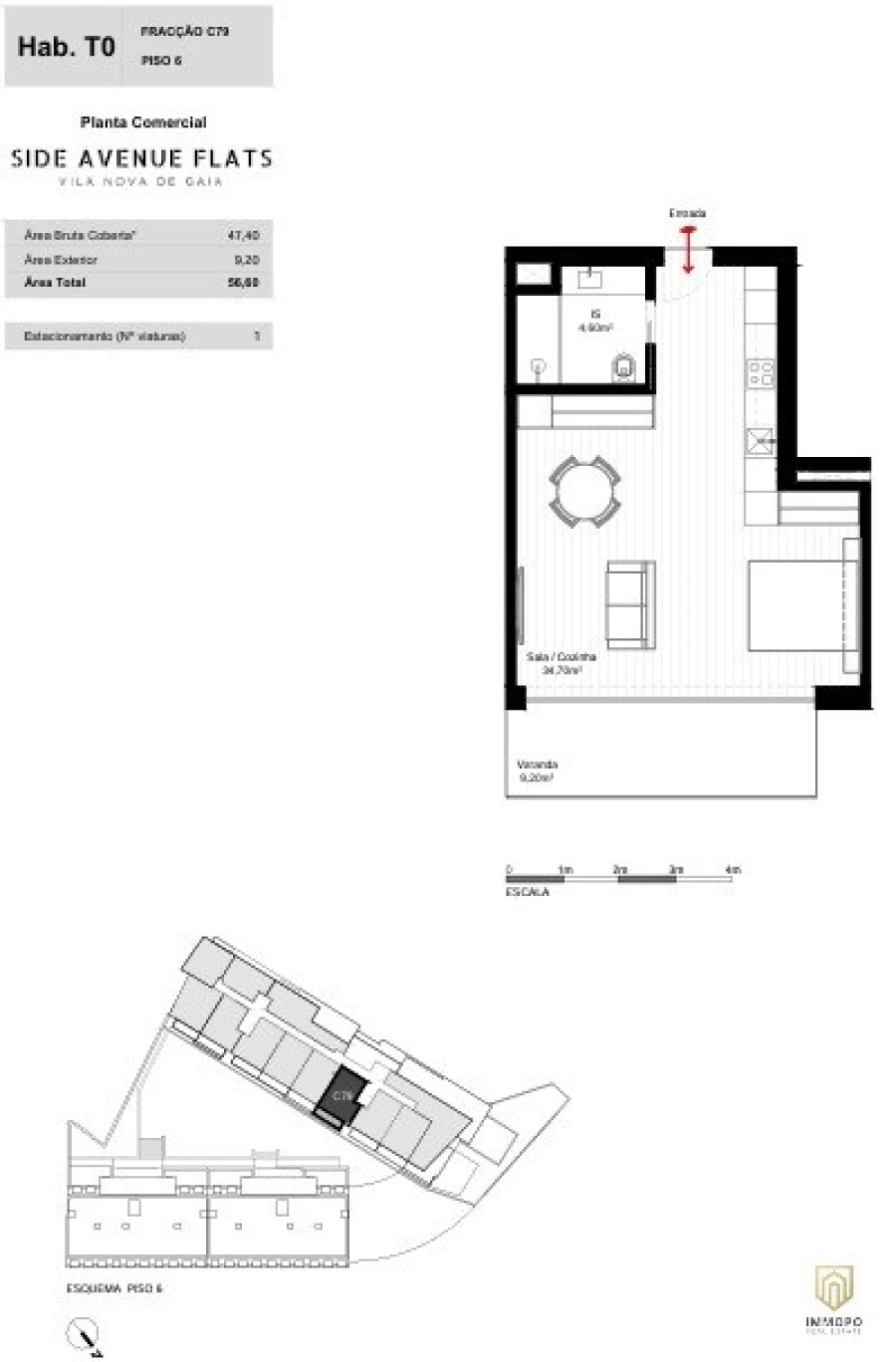 Apartamento T0 para Venda em Mafamude e Vilar do Paraíso Planta 1