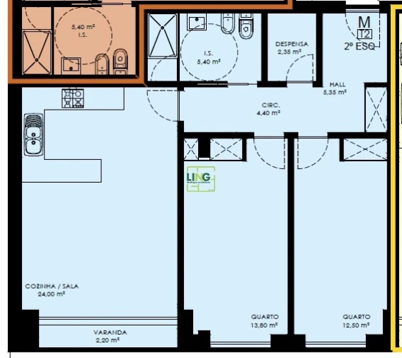 Apartamento T2 para Venda em Covilhã e Canhoso Planta 1