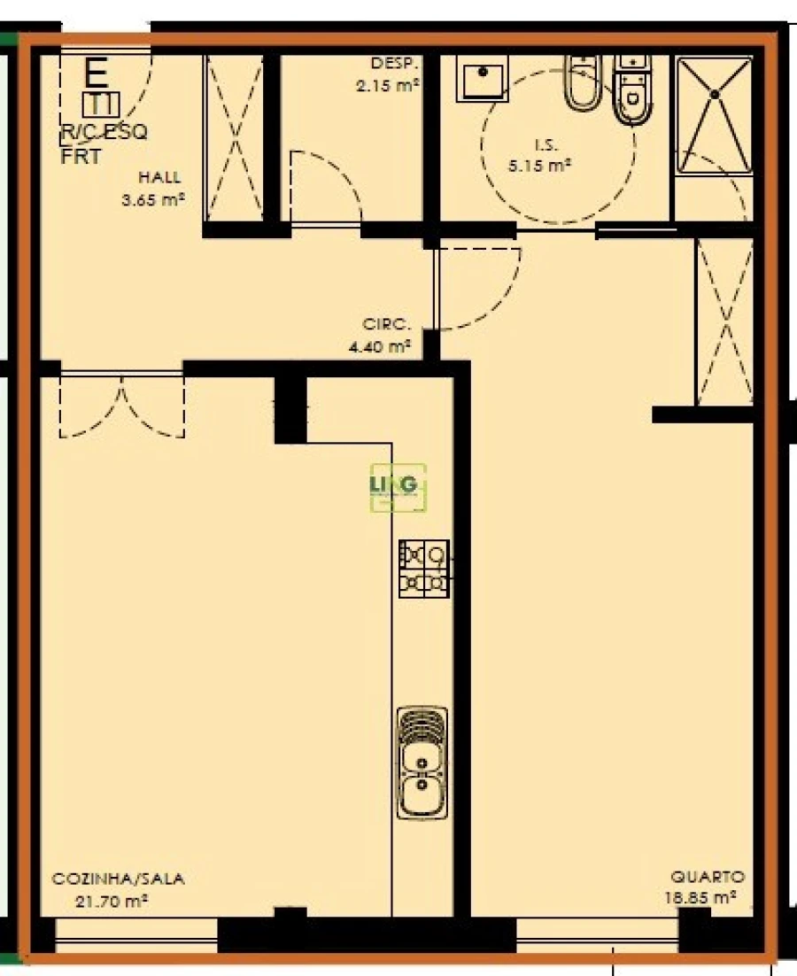 Apartamento T1 para Venda em Covilhã e Canhoso Planta 1