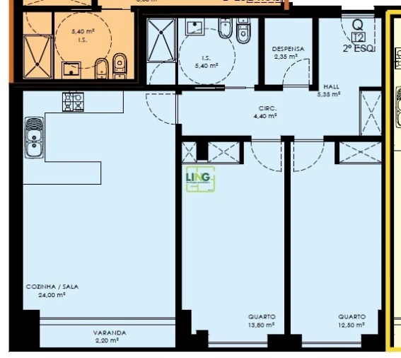 Apartamento T2 para Venda em Covilhã e Canhoso Planta 1