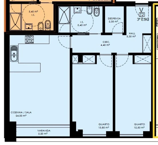 Apartamento T2 para Venda em Covilhã e Canhoso Planta 1