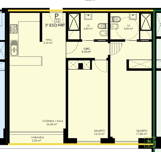 Apartamento T2 para Venda em Covilhã e Canhoso Planta 1