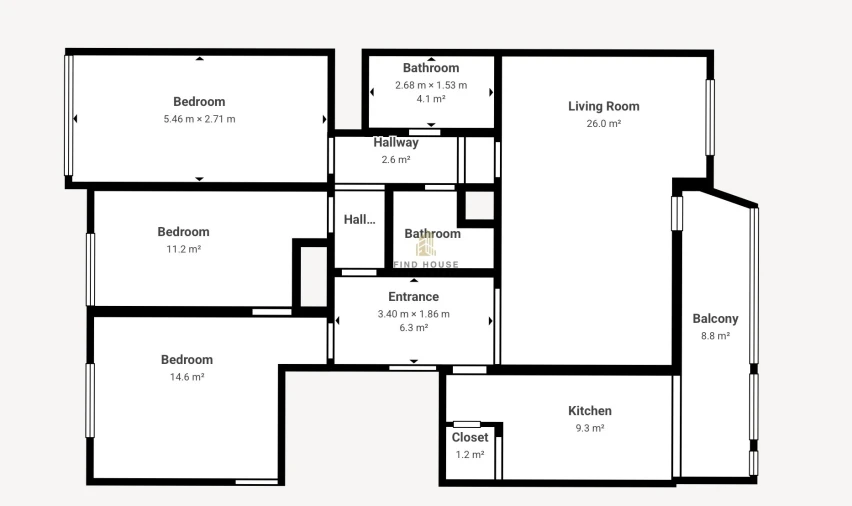 Apartamento T3 para Venda em Carcavelos e Parede Planta 1