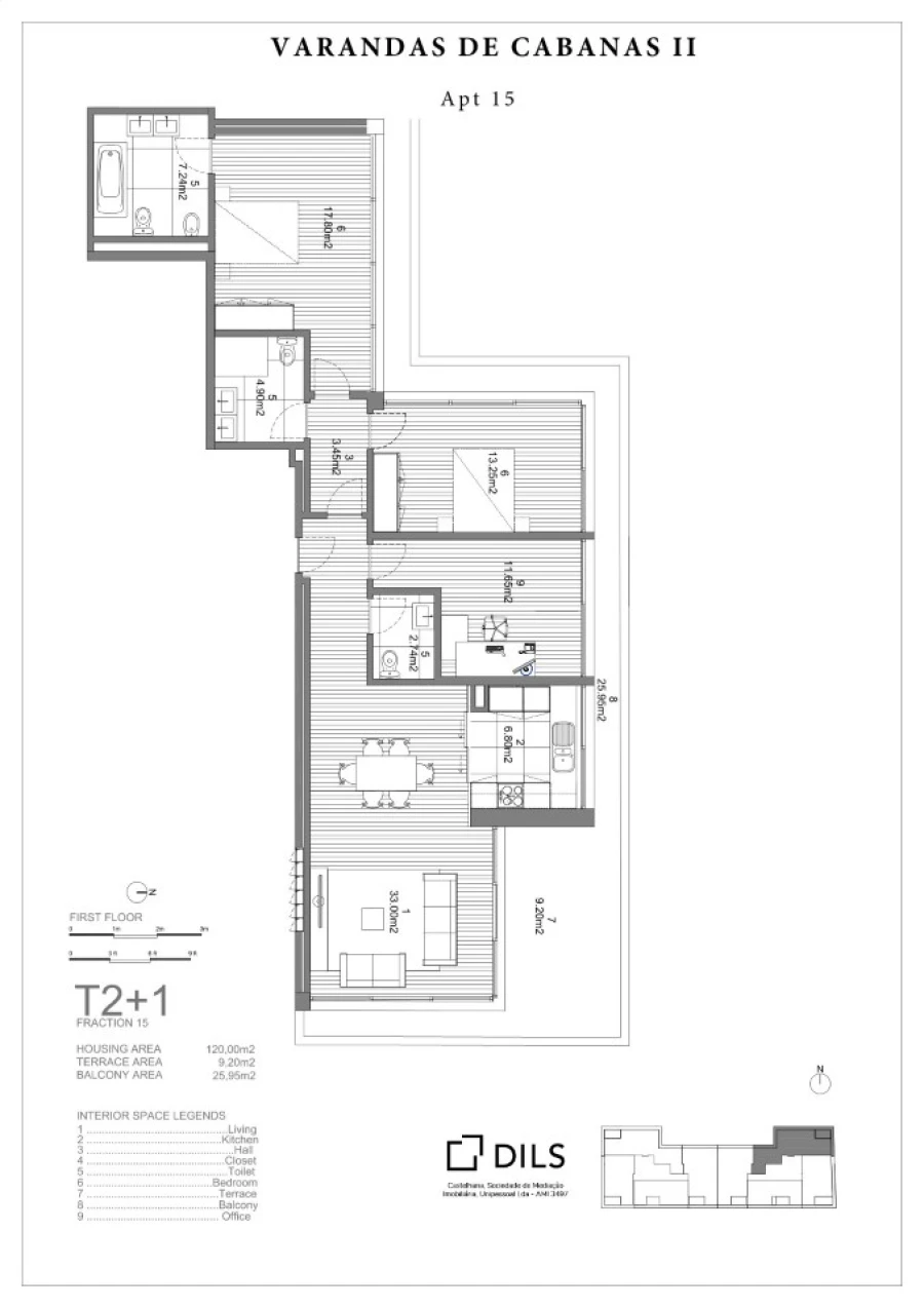 Apartamento T3 para Venda em Conceição e Cabanas de Tavira Planta 1