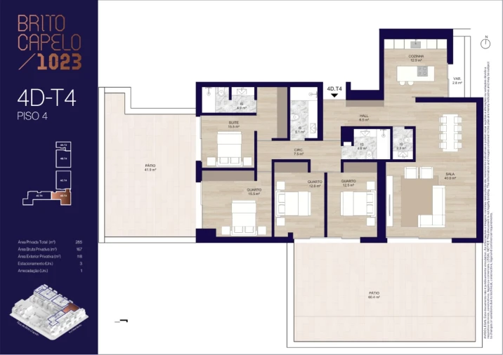 Apartamento T4 para Venda em Matosinhos e Leça da Palmeira Planta 1