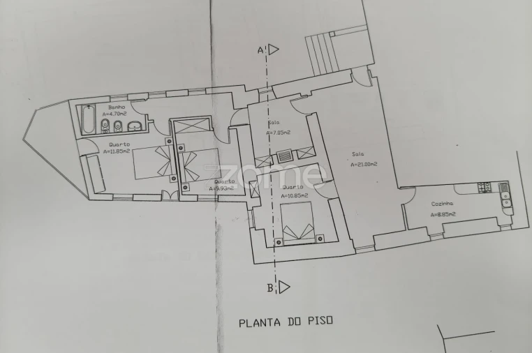 Moradia T3 para Venda em Valbom/Bogalhal Planta 1