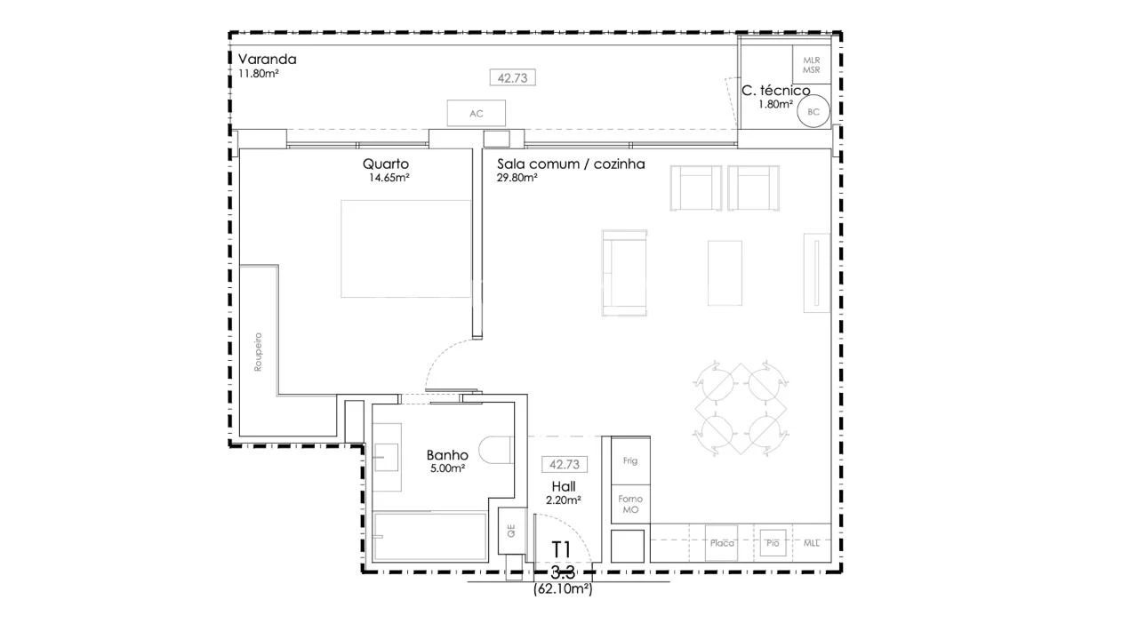 Apartamento T1 para Venda em Gulpilhares e Valadares Foto 14
