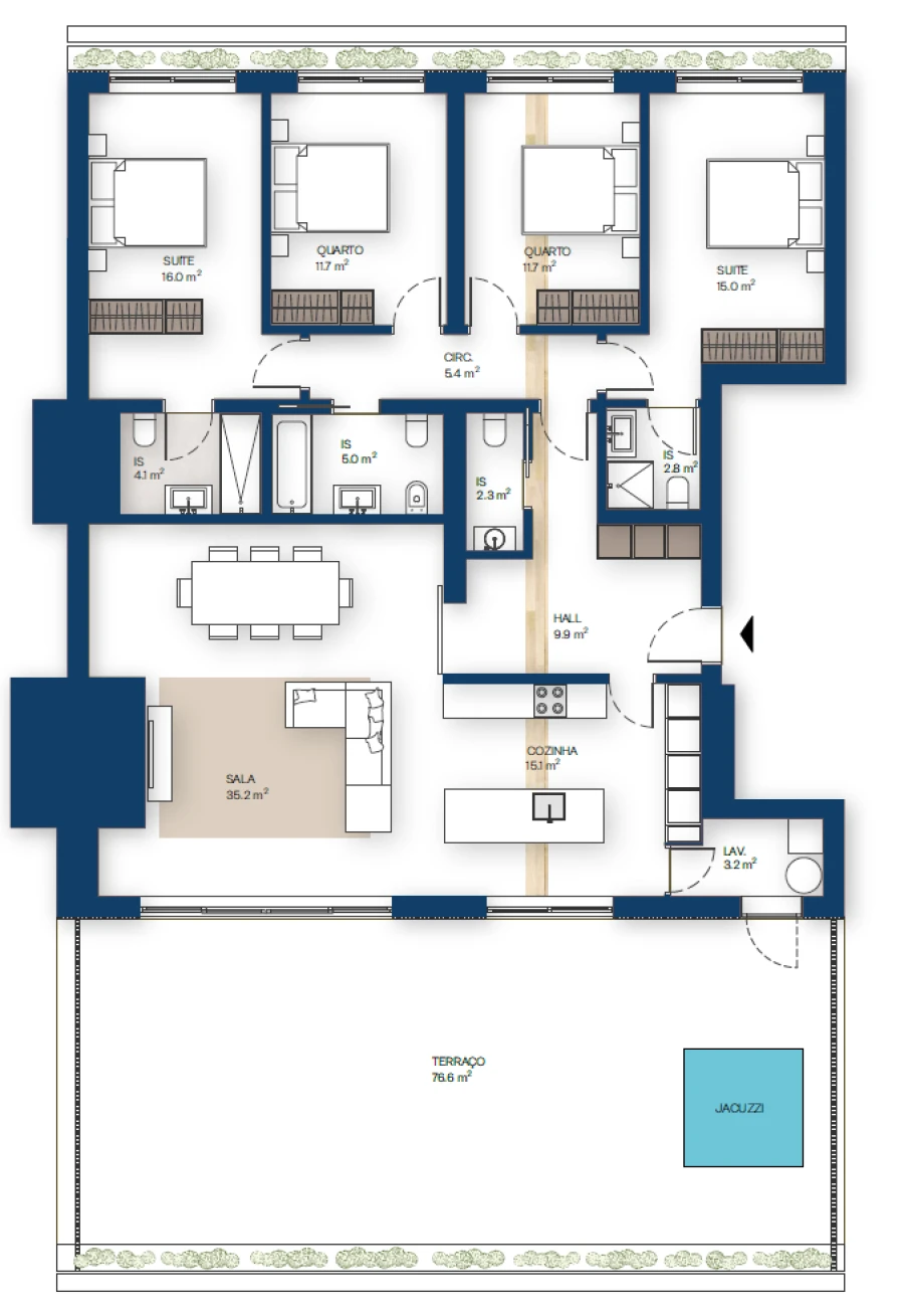 Apartamento T3 para Venda em Canidelo Planta 1