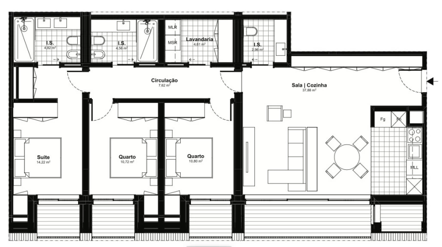 Apartamento T3 para Venda em Espinho Planta 1