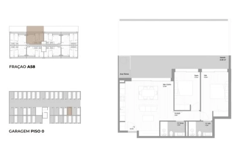 Apartamento T2 para Venda em Fânzeres e São Pedro da Cova Planta 1