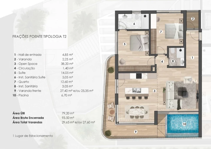 Apartamento T2 para Venda em São Martinho Planta 1